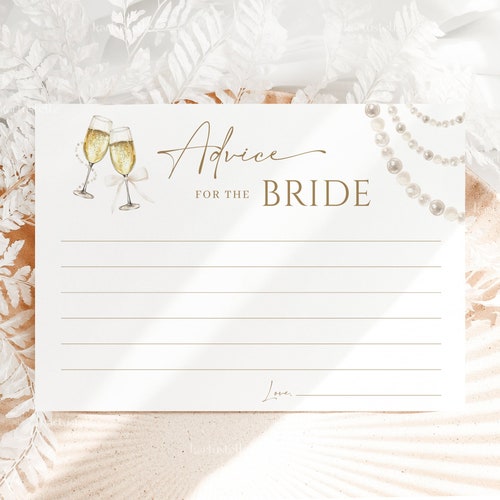 Pearls and prosecco advice card template pearls prosecco bridal shower advice cards bow brunch and bubbly wine glass advice cards 0292