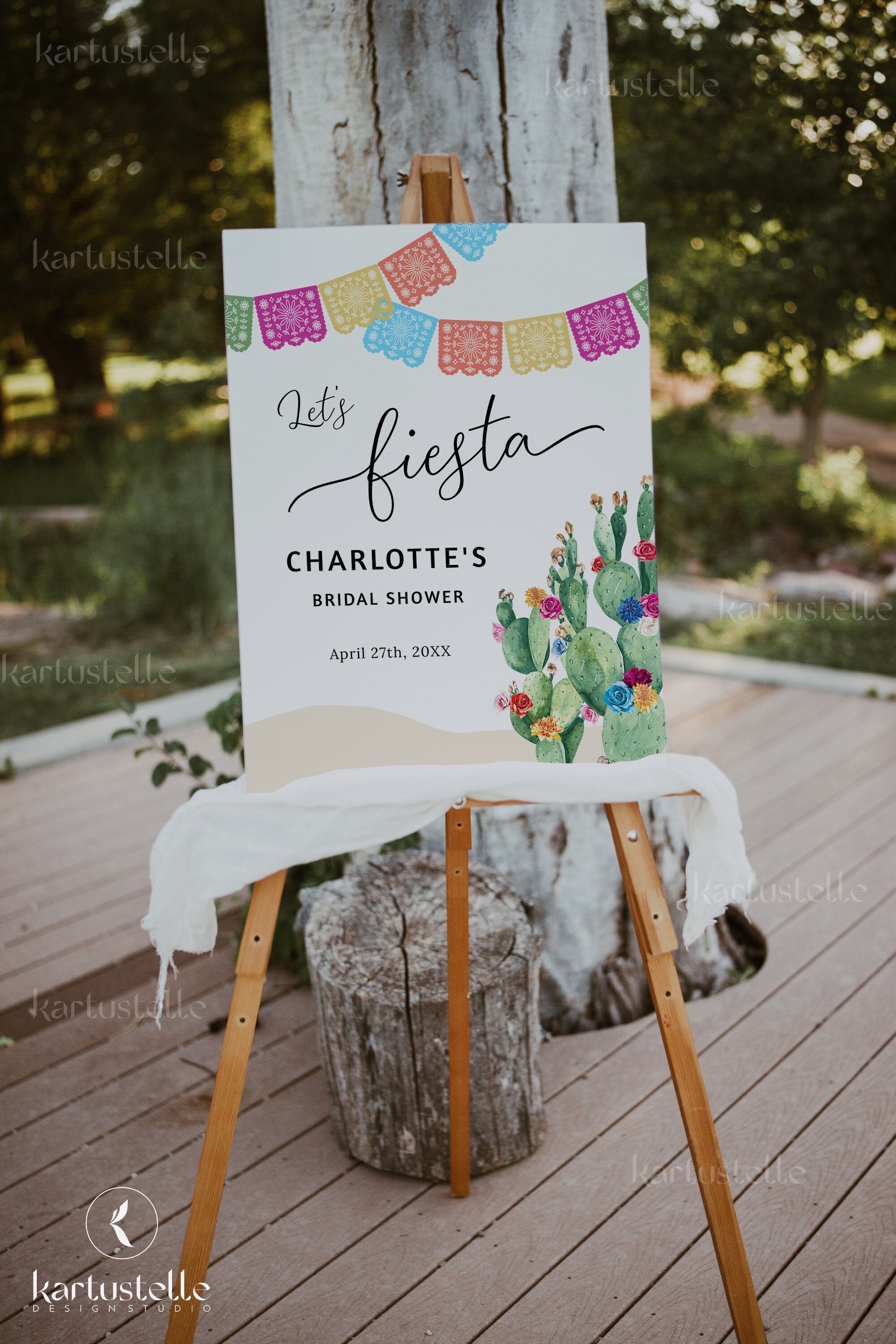 Fiesta bridal shower welcome sign template, Mexican bridal shower sign, cactus bridal shower poster, bright floral hot pink orange blue 0231