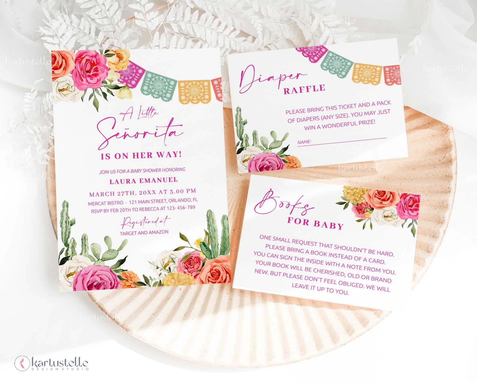 "A Little Señorita" Rose Gold Glitter Banner - Mexican Fiesta Baby Shower & Gender Reveal Decor