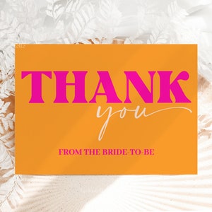 Orange Pink Thank You Card Template, Funky Playful Bridal Shower Thank ...