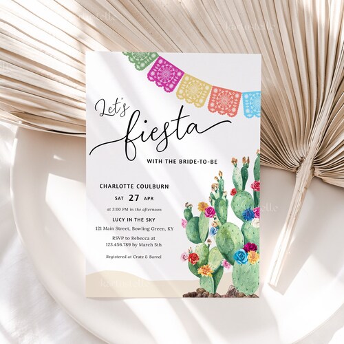 Fiesta Bridal Shower Invitation Template Cactus Bridal Shower Etsy