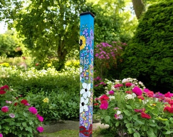 Hand Painted Relax Post – Colorful Whimsical Garden Art – 24" or 48" – Optional Stand48"