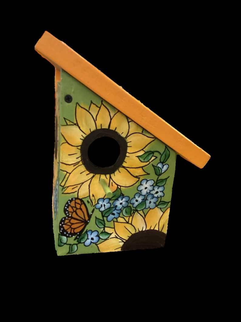 Sunflower Birdhouse Hand Painted Outdoor Bird House With
