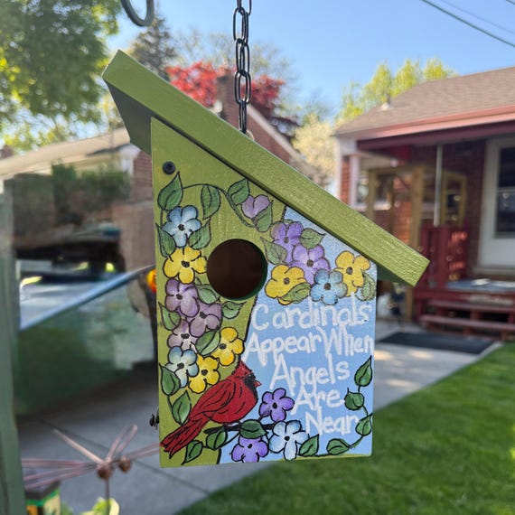 Cardinal Birdhouse: Memorial Garden Ornament, Sympathy Gift
