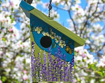 Colorful Birdhouse: Lavender & Floral Garden Decor
