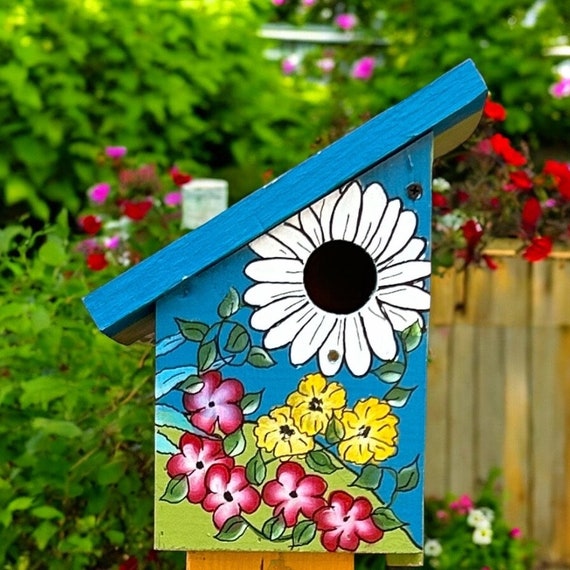 Colorful Birdhouse In Teal and Green