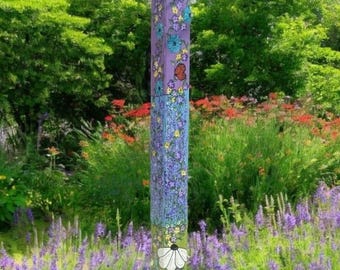 Lavender Blooms Post – Whimsical Hand Painted Floral Garden Art – 24" or 48"