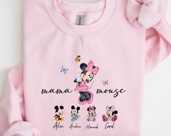 Custom Mama Mouse Sweatshirt, Mama Hoodie, Disney Characters Tee, Personalized Mom Shirt With Kids Names, Disney Mom Shirt, Mothers day Tee