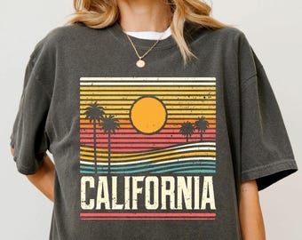 Comfort Colors California Shirt, Retro California Shirt, California Sunset Shirt, Trendy California Gift, West Coast, Summer Beach Life Tee