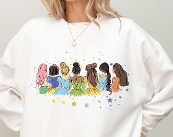 Retro Disney Princess Sweatshirt, Watercolor Princess Hoodie, Disney Trip T-Shirt, Disney Princess Shirt, Disneyworld Princess Girls Gifts