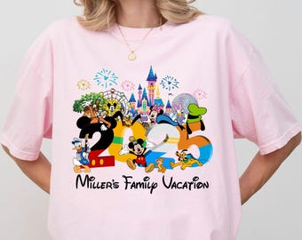 Comfort Colors Personalized Disney trip 2025 Shirt, Family trip group matching, WDW Disneyworld Mickey and friends, Family vacation shirts