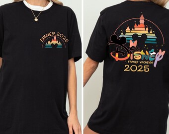 Camiseta de viaje familiar a Disney 2025, camiseta de viaje grupal a Disney de dos caras, camiseta del Castillo Disney 2025, camiseta de Walt Disney World