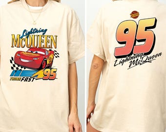 Vintage Lightning McQueen Shirt, Lightning McQueen Number Back, Disney Cars Two Sided Shirt, Car Pixar Tee, Disney Tee, Christmas kids shirt