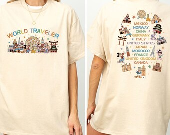 Epcot World Traveler Shirt, Retro Mickey and Friends Shirt, Travel Around The World, Disney Epcot World Tour, Disneyland Family Vacation