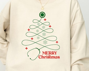 Nurse Stethoscope Christmas Tree Sweatshirt, Christmas Nursing Sweater, Nurse Life Christmas Shirt, Doctor Christmas Sweater, Nurse Gift