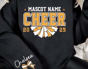 Custom Cheer Sweatshirt, Personalized Cheer Shirt, Cheer Team Name Shirt, Cheer Squad Sweaters, Cheer Mom with Name Sweater, Custom Mascot