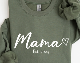 Personalized Mama Sweatshirt, Custom Mama Est Year Crewneck, Mother’s Day & Birthday Gift, Christmas Gift for Mom,  Mama Sweater, Mom Shirt