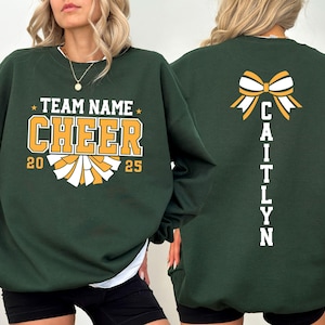 Custom Cheer Team Name Sweatshirt, Personalized Cheerleader Gift, Cheer Mom with Name Sweater, Cheer Competition Outfit, Mascot Sweatshirt