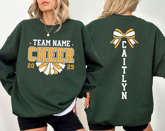 Custom Cheer Team Name Sweatshirt, Personalized Cheerleader Gift, Cheer Mom with Name Sweater, Cheer Competition Outfit, Mascot Sweatshirt