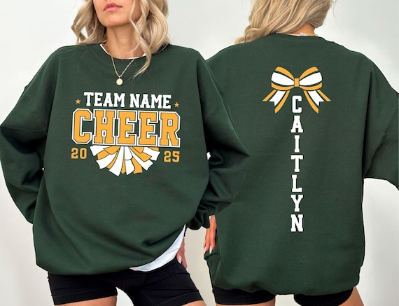 Custom Cheer Team Name Sweatshirt, Personalized Cheerleader Gift, Cheer Mom with Name Sweater, Cheer Competition Outfit, Mascot Sweatshirt