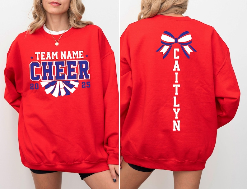 Custom Cheer Team Name Sweatshirt, Personalized Cheerleader Gift, Cheer Mom with Name Sweater, Cheer Competition Outfit, Mascot Sweatshirt,Custom Mascot Sweatshirt, School Team Sweatshirt, Personalized Sports Team Logo Sweatshirt, School Spirit