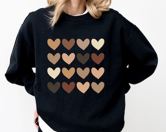 Skin Tone Hearts Sweatshirt, Equality Shirt, Diversity Shirt, Human Rights Shirt, Anti Racism Shirt, Racial Equality Shirt, Be Kind Shirt