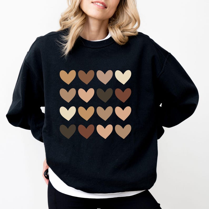 Skin Tone Hearts Sweatshirt, Equality Shirt, Diversity Shirt, Human Rights Shirt, Anti Racism Shirt, Racial Equality Shirt, Be Kind Shirt, black lives matter sweatshirt