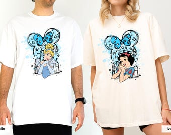 Comfort Colors Custom Disney Princess Shirt, Disney Princess Birthday Shirts, Watercolor Disney Princess Gift, Princess Birthday Girls Shirt