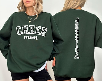 Custom Cheer Mom Sweatshirt, Cheer Mom Gift, Personalized Cheerleading Hoodie, Cheer Mom with Name Sweater, Custom Cheerleader Hoodie