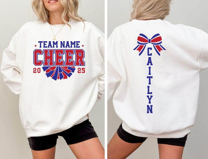 Custom Cheer Team Name Sweatshirt, Personalized Cheerleader Gift, Cheer Mom with Name Sweater, Cheer Competition Outfit, Mascot Sweatshirt,Custom Mascot Sweatshirt, School Team Sweatshirt, Personalized Sports Team Logo Sweatshirt, School Spirit