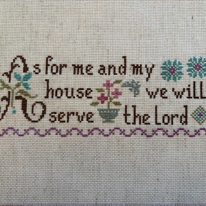 As For Me and My House We Will Serve The Lord  l  Completed Finished Cross Stitch Embroidery Needlework  l  Christian Bible