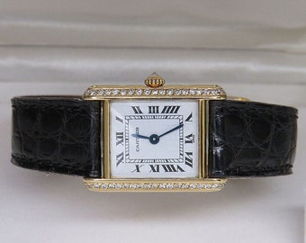 Watch Cartier Louis Tank Watch Diamond 21 x 28mm 750/18K Yellow Gold Folding Clasp