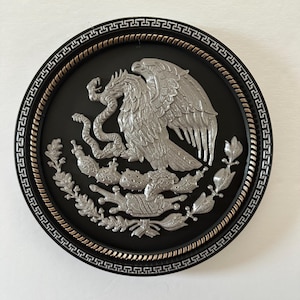 Mexico - Coat of Arms -Mexican National Emblem 3D Wall Plaque - Silver