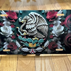 Mexican Flag Colorful Front-Decorative  License Plate