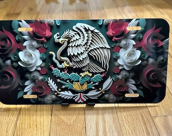 Mexican Flag Colorful Front-Decorative  License Plate