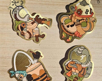 Set de pegatinas Outer Wilds Travelers, color oro cepillado