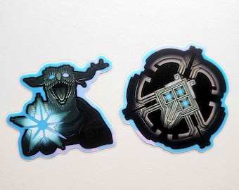 Outer Wilds Holo Glow in the Dark Sticker Set Nomai / Owlk