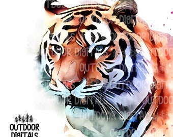 Tiger PNG, Watercolor Tiger Clipart, Tiger Wall Art, Tiger Nursery Art, Tiger Sublimation PNG, Commercial Use Tiger Graphics