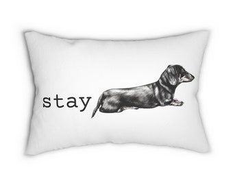 Dachshund Pillow, Dachshund Stay Lumbar Pillow, Dachshund Decor, Dachshund Home Accessories, Wiener Dog Pillow, Dachshund Gift & Home Decor