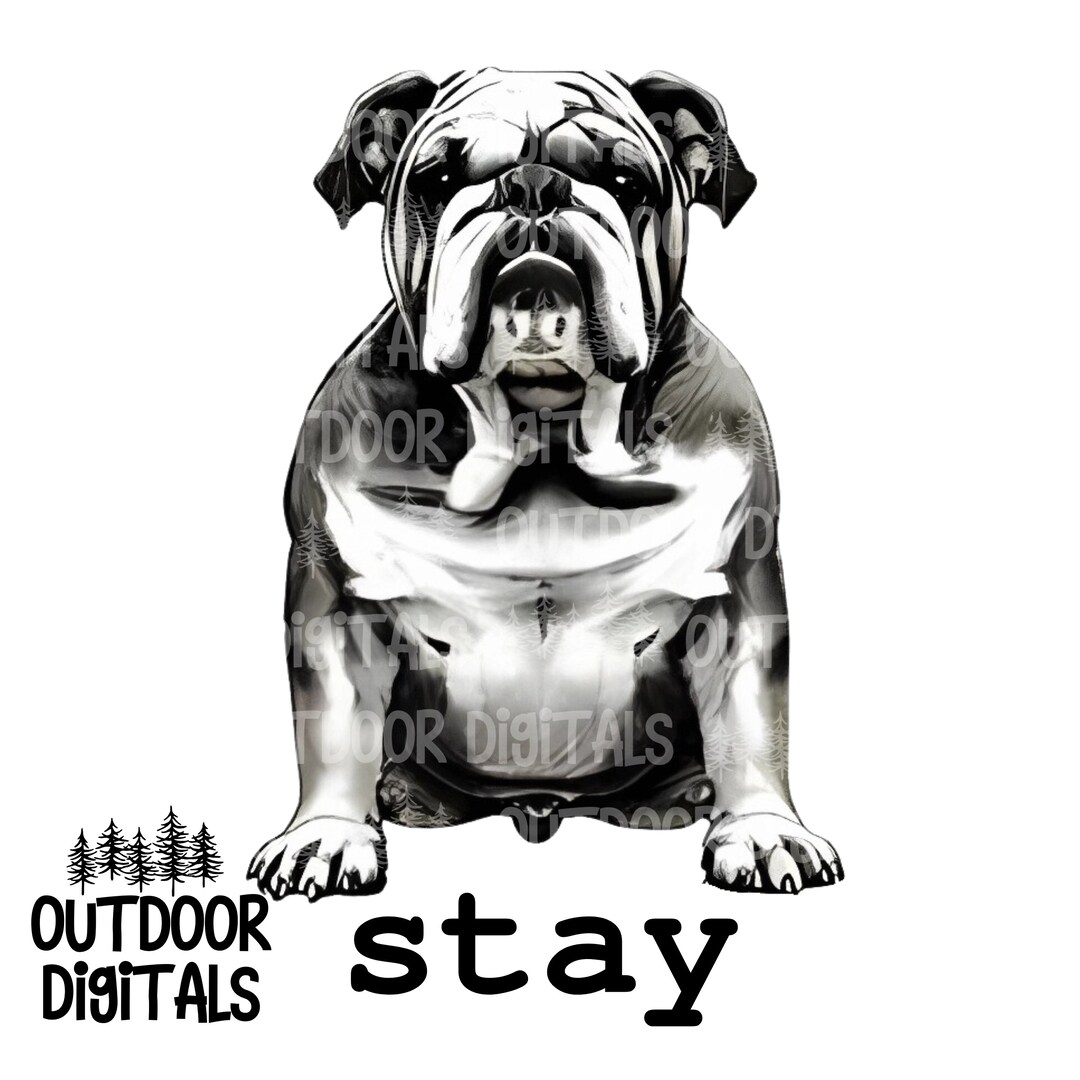 Bulldog PNG B & W Bulldog Clipart Bulldog Wall Art Bulldog Etsy