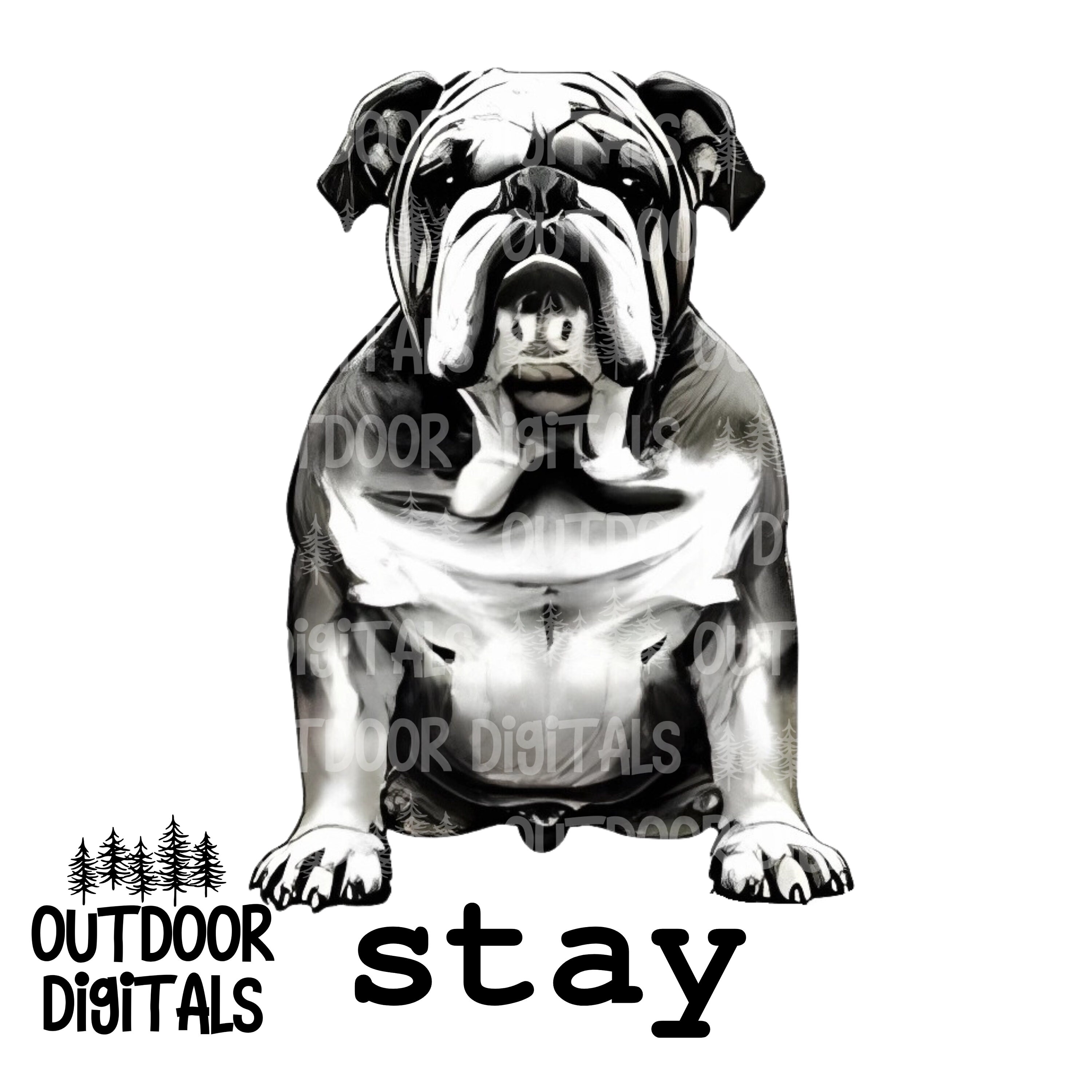 Bulldog PNG B & W Bulldog Clipart Bulldog Wall Art Bulldog Etsy