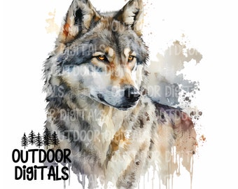 Loup PNG, Aquarelle Wolf Art, Wolf Clipart, Wolf Nursery & Wall Art, Wolf Sublimation, Utilisation commerciale Wolf Graphics