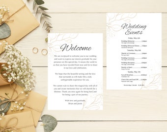 Wedding Welcome Letter & Timeline Template, Welcome note and Itinerary, Instant Download, Customizable Text
