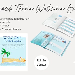 Beach House Airbnb Welcome Book Template | Canva Vacation Rental Welcome Guide Editable | Seaside Decor