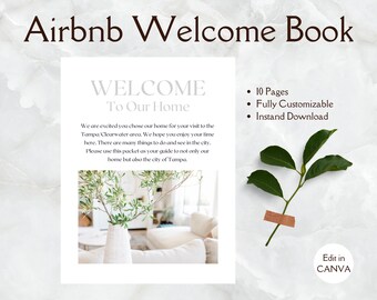 Airbnb Welcome Book Template | Vacation Rental Guide (Editable Canva)