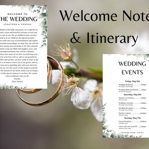 Wedding Welcome Bag Letter & Itinerary, Destination Wedding Timeline Printable, Instant Download