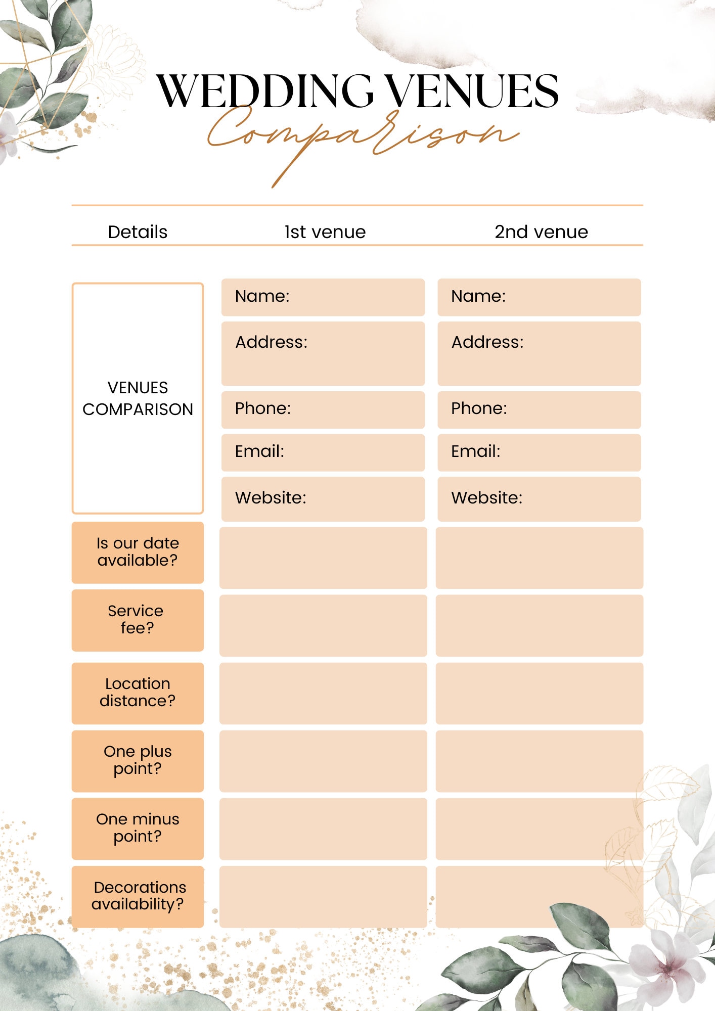 Wedding Venue Comparison Template Sheet For Wedding Day Event Checklist wedding-venue-comparison-template-sheet-for-wedding-day-event-checklist