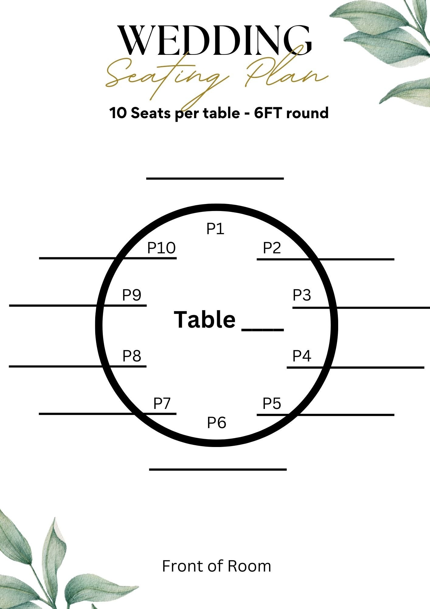 Wedding Seating Chart Planner, Round Table Seating Plan, Seating Chart ...