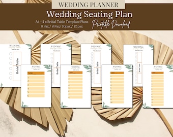 Bridal Table Seating Chart: 6-12 Guest Template (A4 Printable Download)