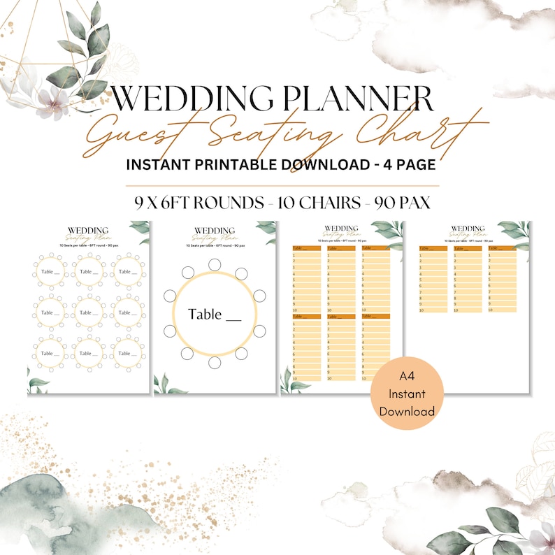 Seating Plan Chart 90 Pax Round, Wedding Table Display for Guest Names